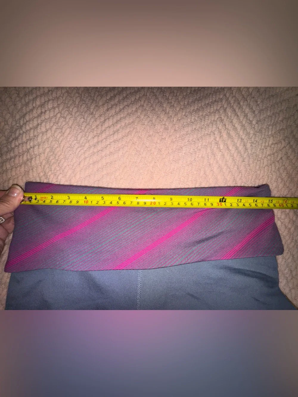 Alo Yoga Airbrush Crop Flare Leggings Gray Pink Foldover Waist Size M
